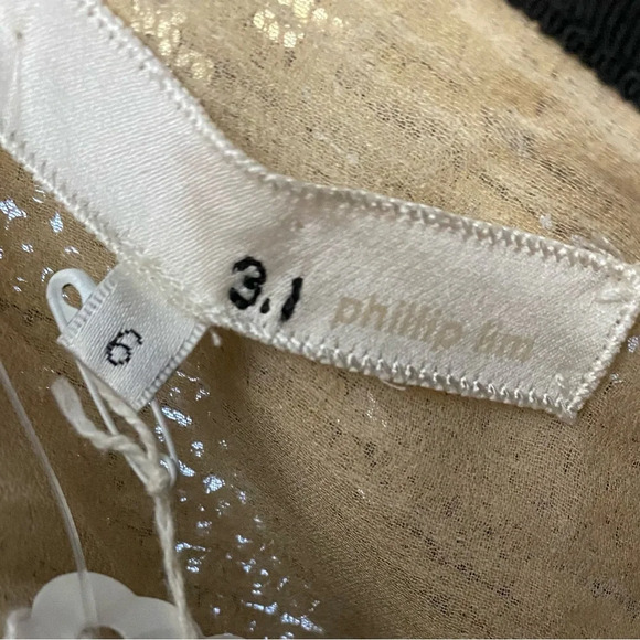 NWT 3.1 Phillip Lim Black Lace Overlay Gold Sequin Lining Skirt w/ Pockets Sz 6 - Picture 7 of 9